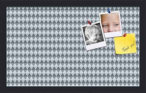 PinPix 20x12 inch Cork Bulletin Board. This Decorative Framed Pin Board Comes with Diamond Pattern in Grey and Blue Design and Satin Black. Ideal for Home, Office Decor or School (PinPix-227) by PinPixBulletinBoards