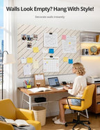 Kuchoow Bulletin Cork Board Large 47.2" x 35.4" Felt Notice Pinboard for Office Walls & Home, Self Adhesive 12 Pack Beige Decorative Bulletin Mood Board Corkboard for for Bedroom, Display, Memo, Photo - Image 3