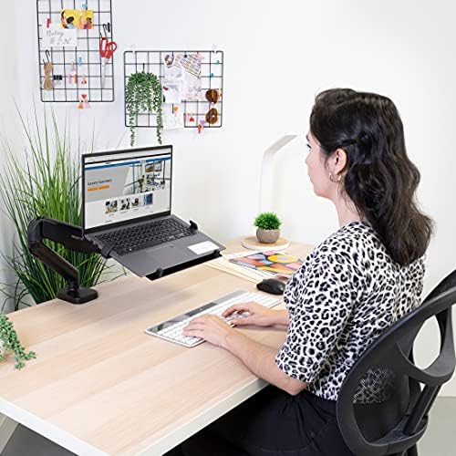 Mount-It! Laptop Tray for Monitor Arm, VESA Laptop Mount Tray for 75x75 & 100x100 Monitor Arms, Ventilated Steel Notebook Holder with Adjustable Clips, Fits Laptops up to 16.5" Wide - Image 3