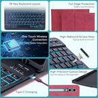 Keyboard Case for Samsung Galaxy Tab S10 Lite/S10 FE/S9 FE 5G 10.9"/S9,Mouse and 7 Color Backlit Keyboard,Pencil Holder, Magnetic Detachable,Premium PU Leather Cover with Auto Sleep/Wake,Claret Red - Image 3