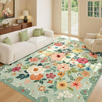 DUKINO 6x9 Area Rugs, Floral Washable Rug for Bedroom Non Slip, Green - Image 4