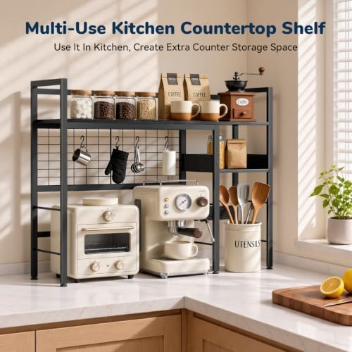 Desk Shelf, 38.6" Desk Hutch with Pegboard Hooks Set, Black - Image 5