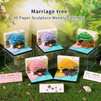 3D Calendar 2027, Desk Time Piece Calendar 2027,Tear-Away 3D Paper Art Notepad w LED Lights,Creative 3D Memo Artsy Pad Calendars, DIY Paper Carving Gift (Marriage Tree-D) - Image 2