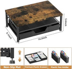 Monitor Stand Riser with Plastic Drawer and Two Pen Holders, Dark Wood Top - Image 2