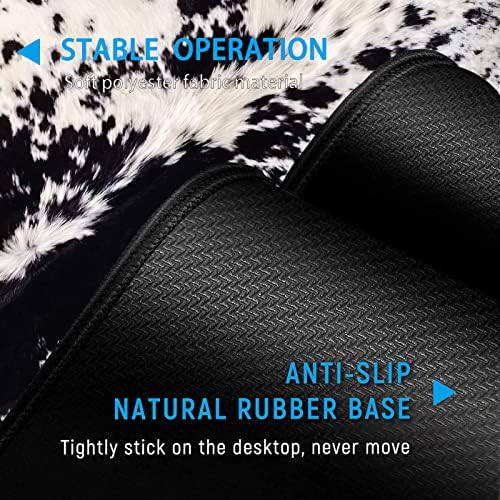 Gaming Mouse Pad and Keyboard Wrist Rest, Large Extended Mouse Pad 31.5X 11.8,Ergonomic Memory Foam Wrist Rest Support+Desk Mat Protector,for Office/Home Writing Pad, Black & White Cow Hair Mousepad - Image 3