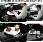 Car Tray and Cup Holders, 360° Rotating Car Desk for Laptop, Steering Wheel Tray, Car Food Tray Table for Eating, Automatic Center Console Cup Holder Universal Fit (Car Tray-White) - Image 4