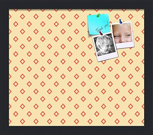 PinPix 15x13 inch Cork Bulletin Board. This Decorative Framed Pin Board Comes with Diamonds in Red and Yellow Design and Satin Black. Ideal for Home, Office Decor or School (PinPix-333) by PinPixBulletinBoards