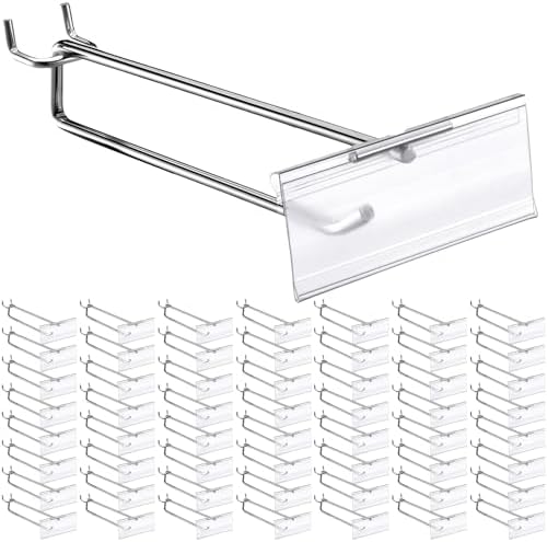 Thyle 50 Pcs Metal Scan Hook with Label Holder for 1/8" to 1/4" Pegboard, Peg Board Hooks with Price Tag, Pegboard Wall Accessories, Metal Hooks for Home Garage Retail Display Supplies (11 Inch) by Thyle