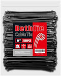 BethTie 8 Inch Black Zip Ties 2500 Pcs, 65 LBS UV Resistant Cable Ties by Youroutdoorcompanion