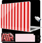 MEEgoodo for M5/M4/M3/M2 MacBook Air 15 inch Case 2026 2025 2024 2023, Case Fit Model (A3448/A3241/A3114/A2941) for MacBook Air 15.3 inch, Red&White Stripe by MEEgoodo