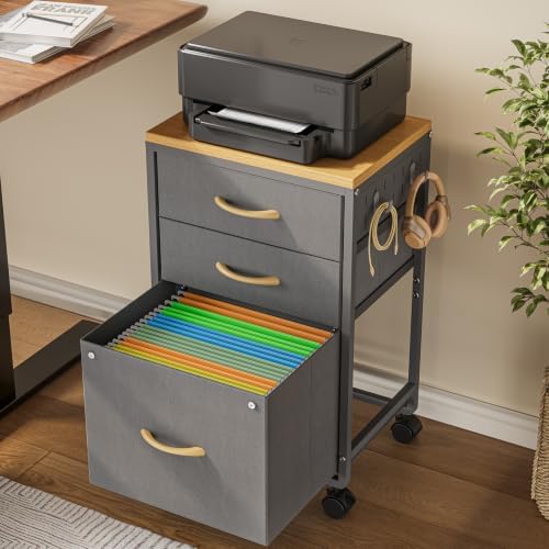 3 Drawer File Cabinet Under Desk, Small Filing Cabinet Printer Stand by Unknown