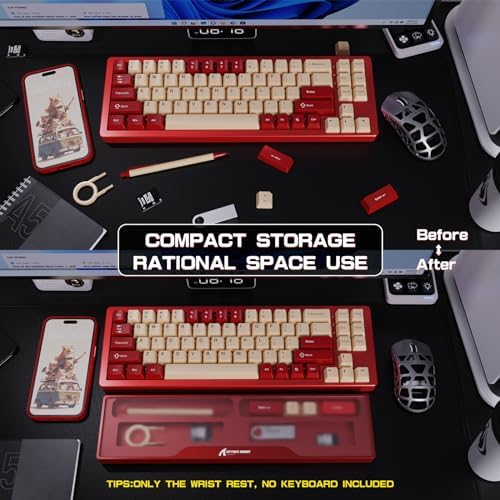 Acrylic Gaming Keyboard Wrist Rest Pad,CNC Process Clear Wrist Rest for Computer Keyboard,Office,PC Gaming,Laptop,Mac,Comfortable,Lightweight,Ergonomic-2 in 1 Red - Image 6