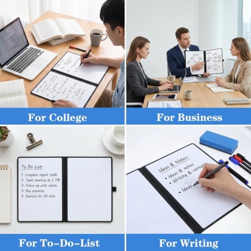 4 Pcs Portable Dry Erase Board 12x9 inch with 3 Markers & Eraser, Foldable - Image 7