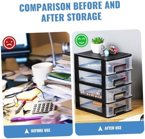 Angoily 4 Drawer Desk Organizer, Plastic Home Office Storage Organizer, Makeup Organizer Storage Station Cube, Cosmetics Jewelry Storage Box, 4 Drawer for Bathroom, Desk, Office (8.31x5.98x9.92 Inch) - Image 5