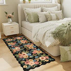 DUKINO 2x5 Washable Runner Rug, Floral Non Slip Rug for Kitchen, Black - Image 6