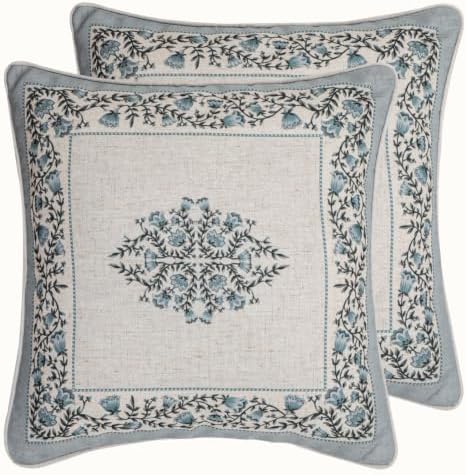 ISAENNE Designer Linen Throw Pillow Cover,Set of 2,18"x18"-Segerman A by Isaennehomedecoration