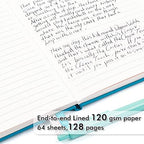 5 Pack Journal Notebook Bulk for School, Feela Hardcover Business Notebooks Classic Ruled Lined Journals with Pen Holder for Work Note Taking, with 5 Black Pens, 120 GSM, 5.1”x8.3”, A5, Teal - Image 3