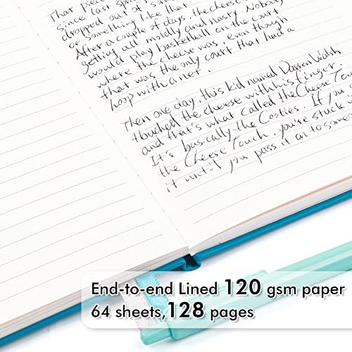 5 Pack Journal Notebook Bulk for School, Feela Hardcover Business Notebooks Classic Ruled Lined Journals with Pen Holder for Work Note Taking, with 5 Black Pens, 120 GSM, 5.1”x8.3”, A5, Teal - Image 3