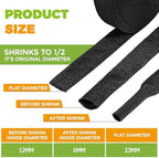 26 Ft-1/2 Inch 2:1 Heat Shrink Wire Loom Braided Cable Sleeves,Heat Resistant Fabric Woven Shrink Tubing Wiring Harness for Protection Automotive,Harness Cable Sheath Tubing,Cable Management - Image 4