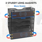 EASEPRES Magnetic 5 Pocket Mesh Hanging File Organizer, Wall Mounted Mail Paper Document Folder Holder, Clipboard Storage Organization Magazine Rack with Nametag Label for Office Home School, Black - Image 2