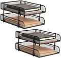 Mind Reader 2-Tier Stackable Paper Tray, Metal Mesh Desk Organizer for Files, Documents, and Mail, Office Desktop Storage, Set of 2, Black by MindReader