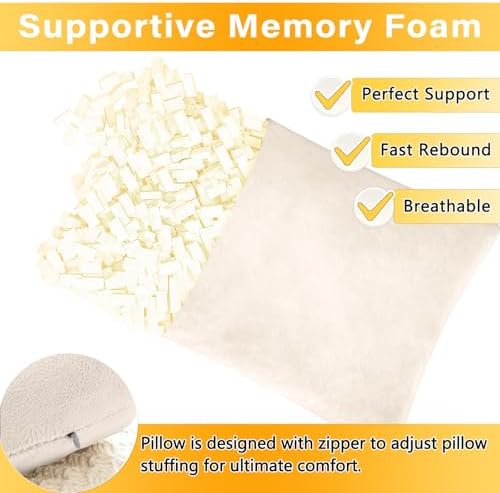 1 MIDDLE ONE 2 Pack Small Pillow, Memory Foam Mini Pillow 11 X 7 Inches for Travel, Sleeping, Nap and Neck, Knee, Lumbar Support, Tiny Cushion for Pet, Dogs (Off-White) - Image 3