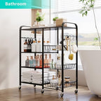 HapiRm Rolling Kitchen Microwave Cart - 4 Tier Microwave Table Stand with Pull-Out Baskets, Coffee Bar Baker's Rack with Wheels Rolling Storage Cart Organizer Shelf for Living Room Office, Balcony - Image 6