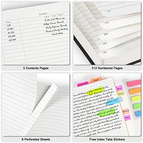 5 Pack College Ruled Notebook Bulk, A5, 312 Numbered Page Thick Journal Set - Image 4
