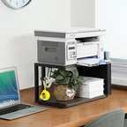 BTY Printer Stand Under Desk Printer Table with Storage Small Printer Cart with Wheels 2 Tier Desktop Printer Stands for Home Office Fax Machine Scanner Files (Grey) - Image 5