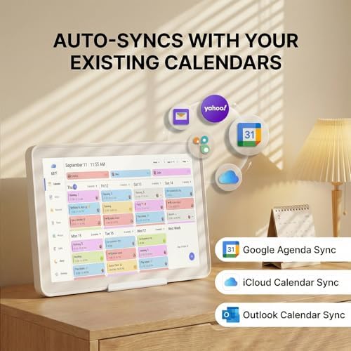 Mezed 21.5 Inch Digital Calendar, Touchscreen Wall‑Mount, White - Image 2