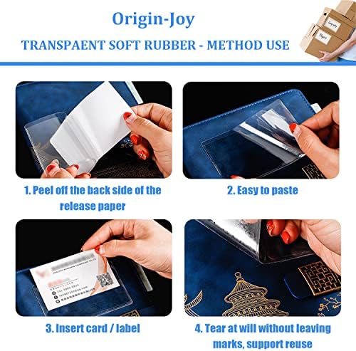 Origin-Joy 35 PCS Self Adhesive Index Card Pockets with Top Open, Clear Plastic Label Holder for Cards of Note, Library and Business, Adhesive Label Pockets & Card Holder (5.5 x 1 inch) - Image 4