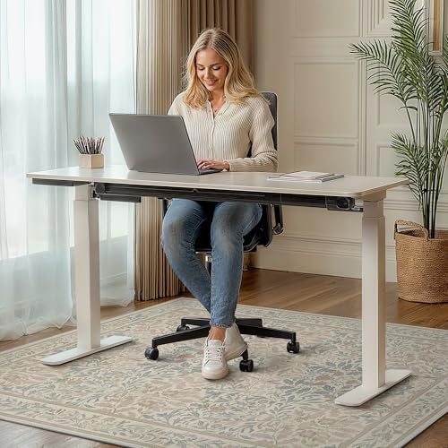 36"x60" Office Chair Mat for Hardwood Floor, Non-Slip Washable Beige Pink - Image 2