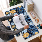 31.5"x 11.8" Oversized Gaming Mouse Pad Set, Ergonomic Keyboard and Mouse Wrist Rest + Cup Holder, Non-Slip Desktop Pad, Suitable for Home and Office Use, Blue Peony - Image 6