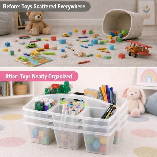 6 Pack Classroom Caddy with Handle, 6 Compartment (Clear) - Image 7