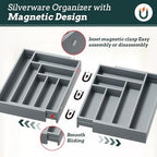 Magnetic Expandable Silverware Drawer Organizer, 13 Slots Utensil Gray - Image 3