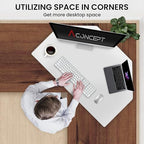 Aconcept 38 inch White Corner Height Adjustable Standing Desk Converter, One-Click Sit to Stand up Desk Riser, Pre-Assembled for Dual Monitor and Laptop Workstation - Image 3