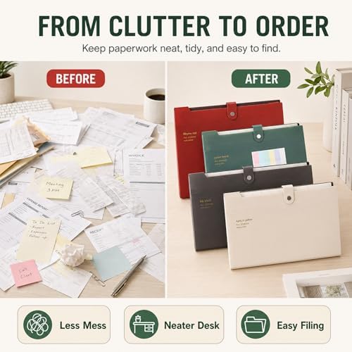 8 Pack Expanding File Organizer, 8 Pocket Accordion File Folders with Labels, Portable Plastic Document Paper Bill Receipt Organizer with Snap Closure for School Office Home, Letter/A4 Size, 4 Colors - Image 3