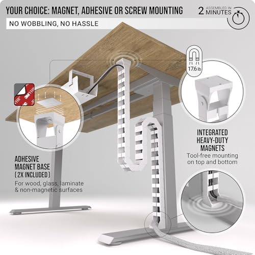 Ultimate Setup Under Desk Cable Management Vertebrae - Perfect for Sit Stand Desk - White, 133 cm - Image 3