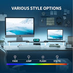 AFOOYO LED Dual Monitor Stand Riser for 2 Monitors,Office Desktop Wooden Stand Adjustable Length and Angle 3 Shelf,Extra Long Multifunctional Stand up to 44.4" for Computer,Laptop,TV,Walnut Finish - Image 3