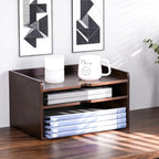 Wooden Desk Organizer with File Sorter, Stackable Paper Tray & Mail Holder - Image 4