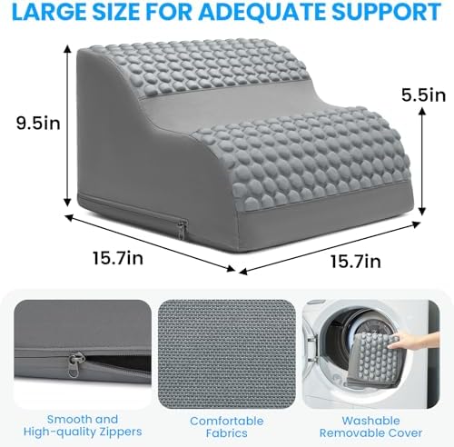 Foot Rest for Under Desk with Massage Dots, 3-Tier Foot Stool, Grey - Image 3