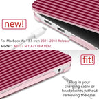 DONGKE Case for MacBook Air 13 Inch (2021-2018 Models A2337 M1/A2179/A1932), Red & Pink Stripes Hard Shell Case with Keyboard Protector, Compatible with Retina Display and Touch ID - Image 3