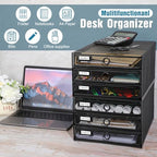 Zhanmai 2 Pack Black Desk Organizer Total Wire Mesh with Drawer, 3 Tier - Image 3