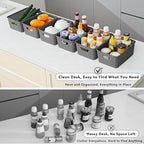 12 Pack Plastic Storage Baskets for Organizing, Storage Baskets for Shelves with Handles, Small Storage Bins with Labels, Classroom Storage Organization for Cabinet,Closet, Office,Gray - Image 7
