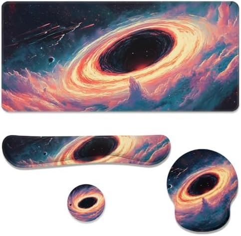 Black Hole Desk Mat Set Galaxy Space Art Large Mouse Pad with Wrist Rest 4in1 Desk Mat for Desktop Ergonomic Computer Desk Arm Wrist Anti-Slip Computer Ergonomic Mouse Pad Home Office Gaming by Unknown