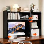 Aetheris Desktop Bookshelf, 43”Adjustable Office Desktop Organizer Shelf, Countertop Storage Hutch with 4 Shelves for Computer Desk, Adjustable Desk Hutch, Wooden Desktop Bookcase (Black) - Image 2