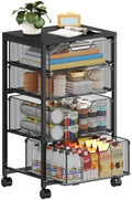 Sbanmao Rolling Storage Cart with Drawers, 4 Drawers Storage Cart, Black by shengbaomaoyi