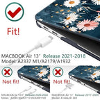 DONGKE Compatible with MacBook Air 13 inch Case 2021 2020 2019 2018 Release A2337 M1 A2179 A1932 with Retina Display & Touch ID, Plastic Hard Shell & Keyboard Cover - Sun & Daisie - Image 3