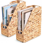 2 Pcs Handwoven Magazine File Holder 11.8'' Foldable Design by Unknown
