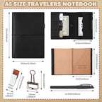 Eaasty Leather A5 Travelers Journal Notebook Cover, Black - Image 2